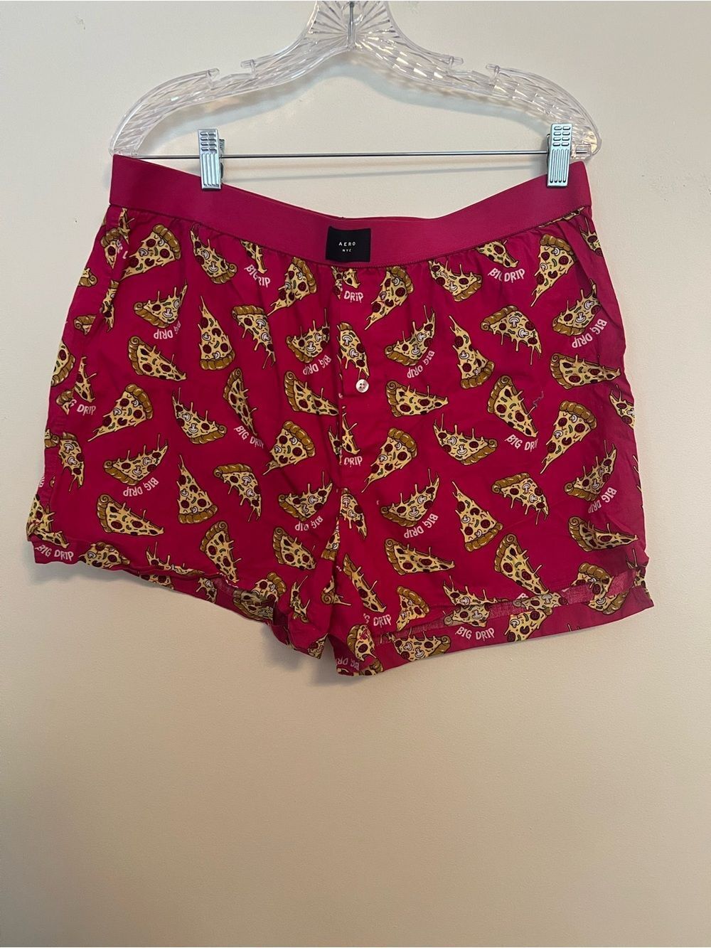 Aeropostale Magenta Pizza Print Men's Boxer Shorts